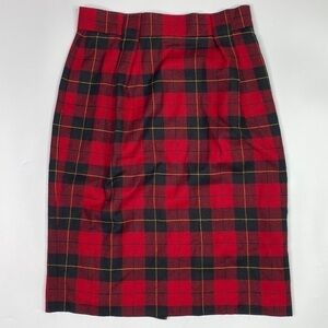 Vintage Jones New York Red Black Wool Pencil Skirt Size 10